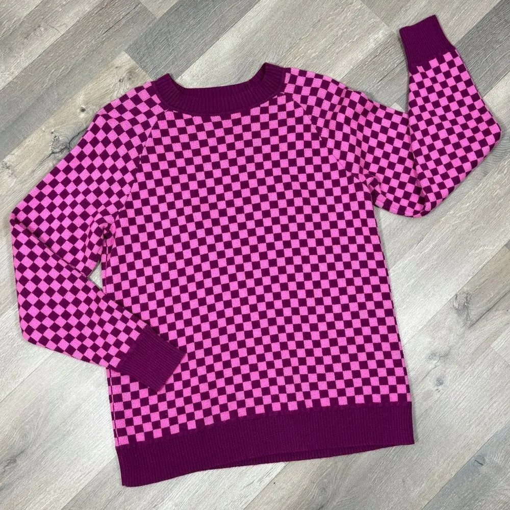 Future Collective Check Pullover Sweater Pink Purple Small Pink - Image 14