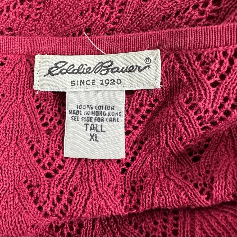 Eddie Bauer Cardigan Sweater Women's XLT XL Tall Burgundy Buttons Open Knit - Image 6
