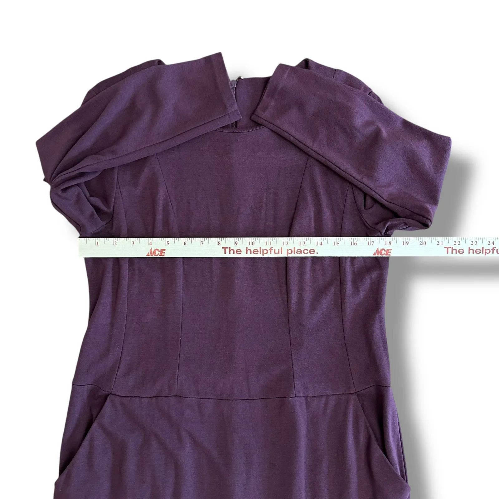 Talbots Plum Sheath Dress Size 14‎ Long Sleeve Stretch Knit Classic Workwear - Image 3