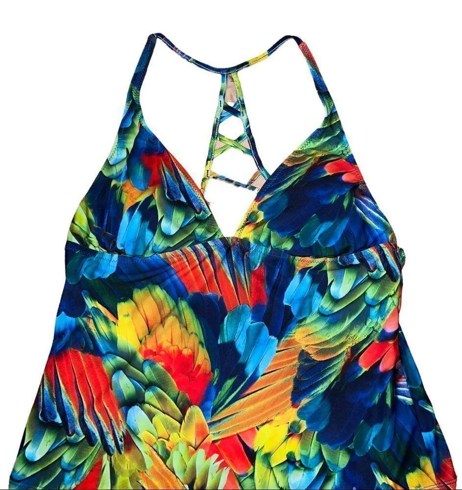 Nwt! ABS brand gorgeous tropical parrot design swim top! - Image 8