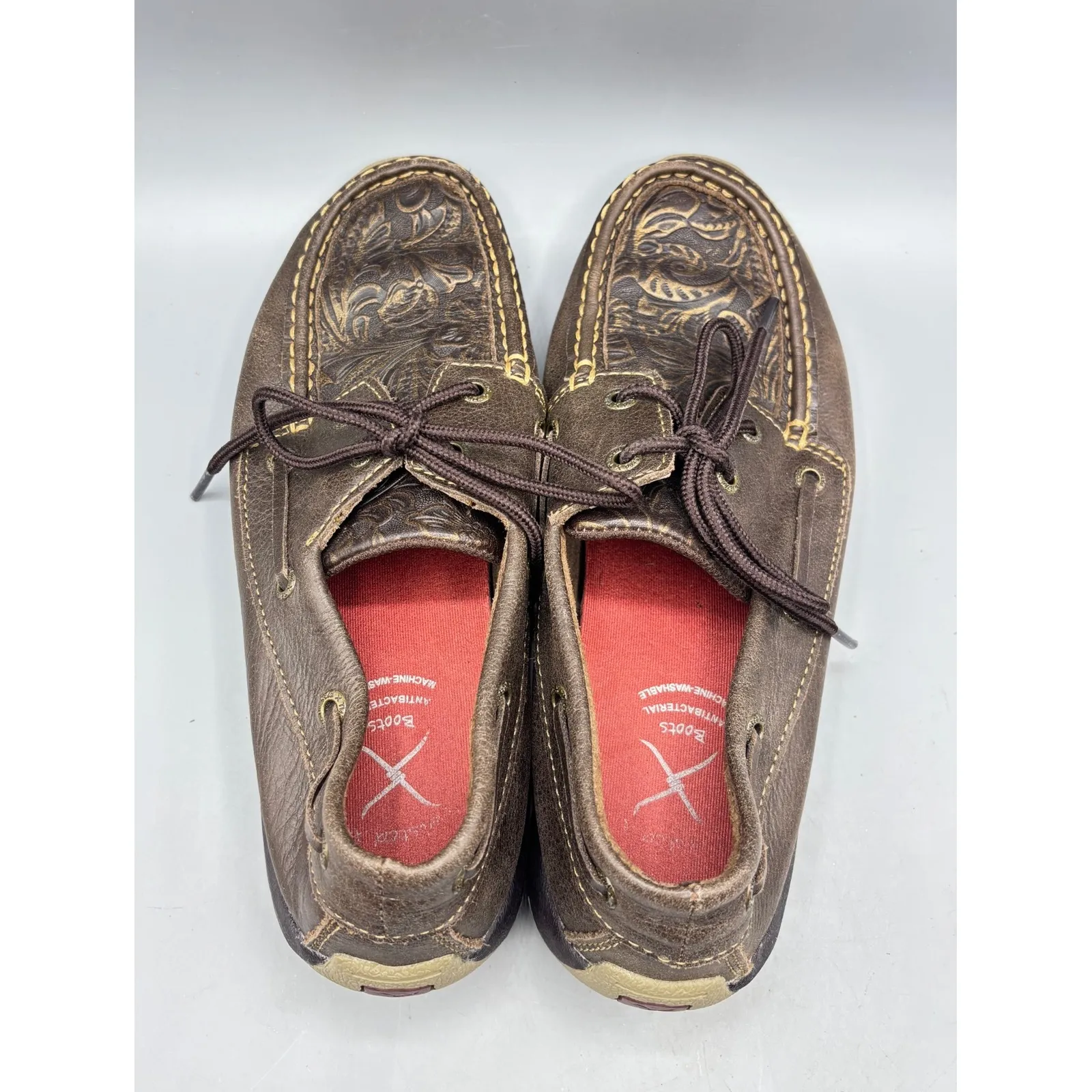 Twisted X Womens Shoes 7.5 WDM0070 Brown Embossed‎ Leather Moc Toe  Moccasins - Image 4