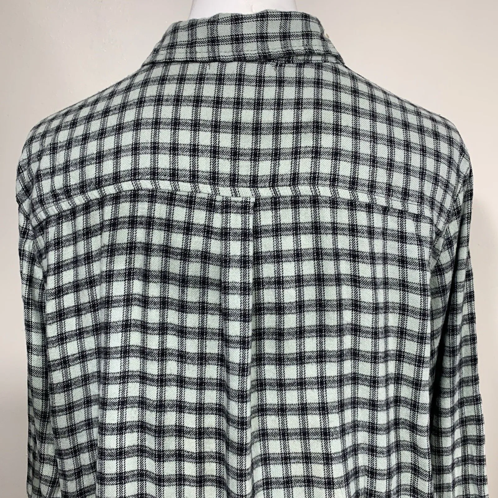 Copper Key Women’s Plaid Flannel Shirt XS Mint Green Black Long Sleeve Button Up - Image 5