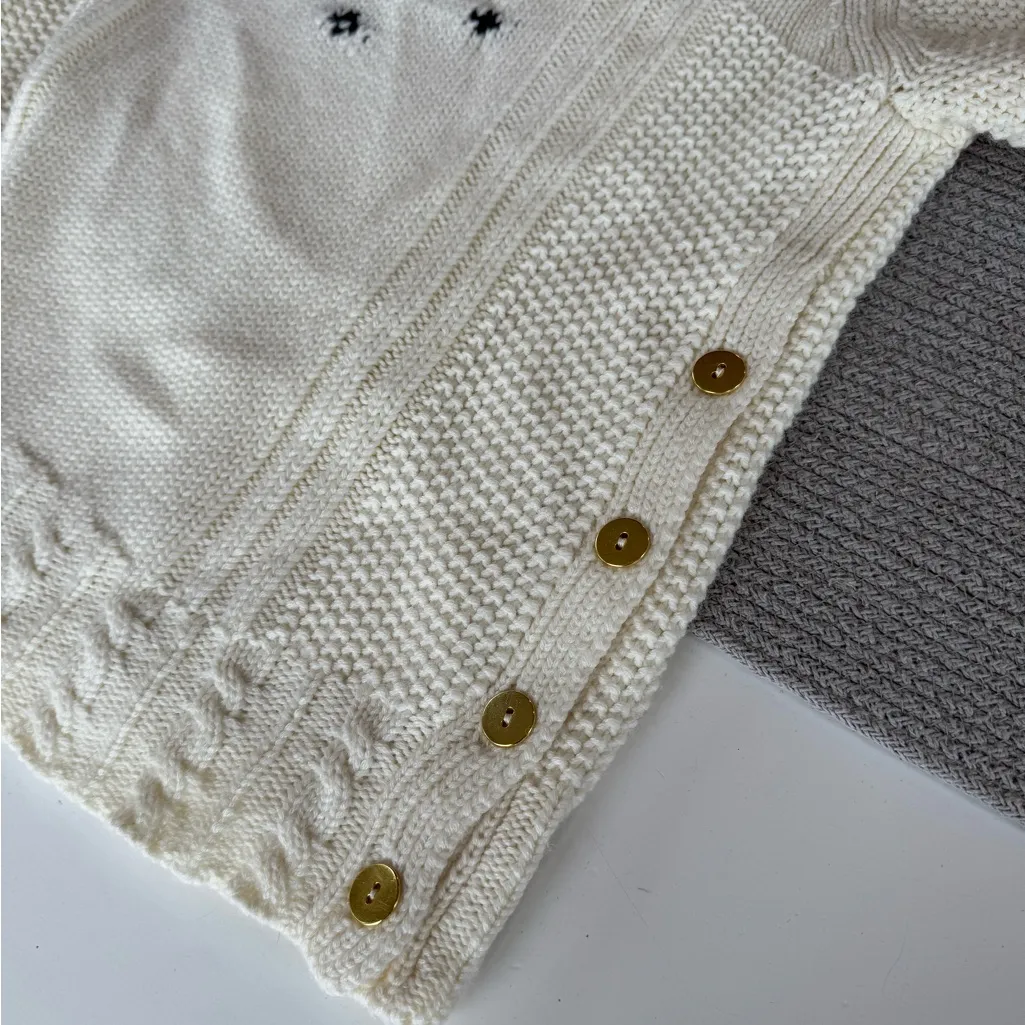 The Reeds x J. Crew Ivory Cable Knit Side Button Mockneck Sweater Size Large - Image 9