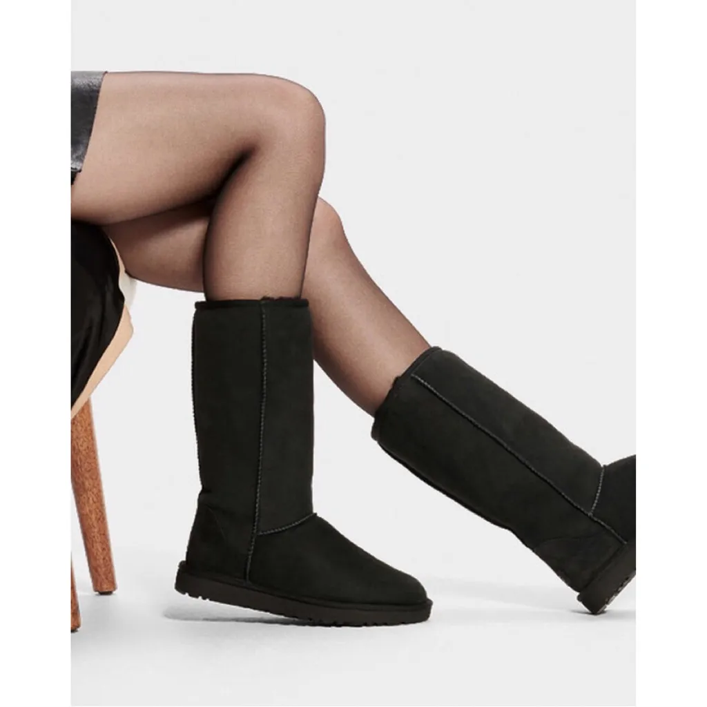 UGG • Classic Tall Sheepskin boots black shearling sherpa suede knee winter 5815 - Image 2