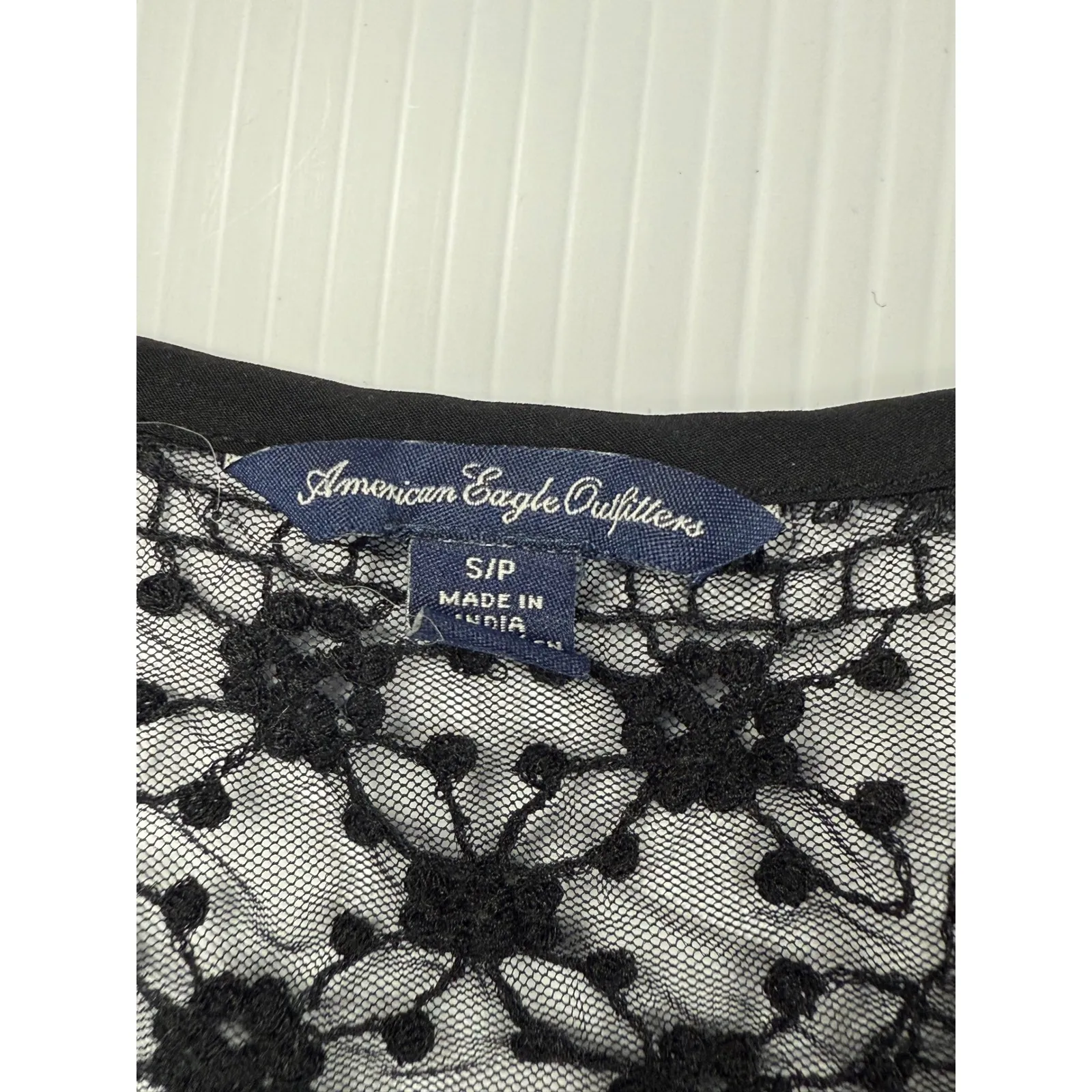 American Eagle Black Lace Peplum Tank Top‎ Sleeveless Casual Blouse S - Image 2