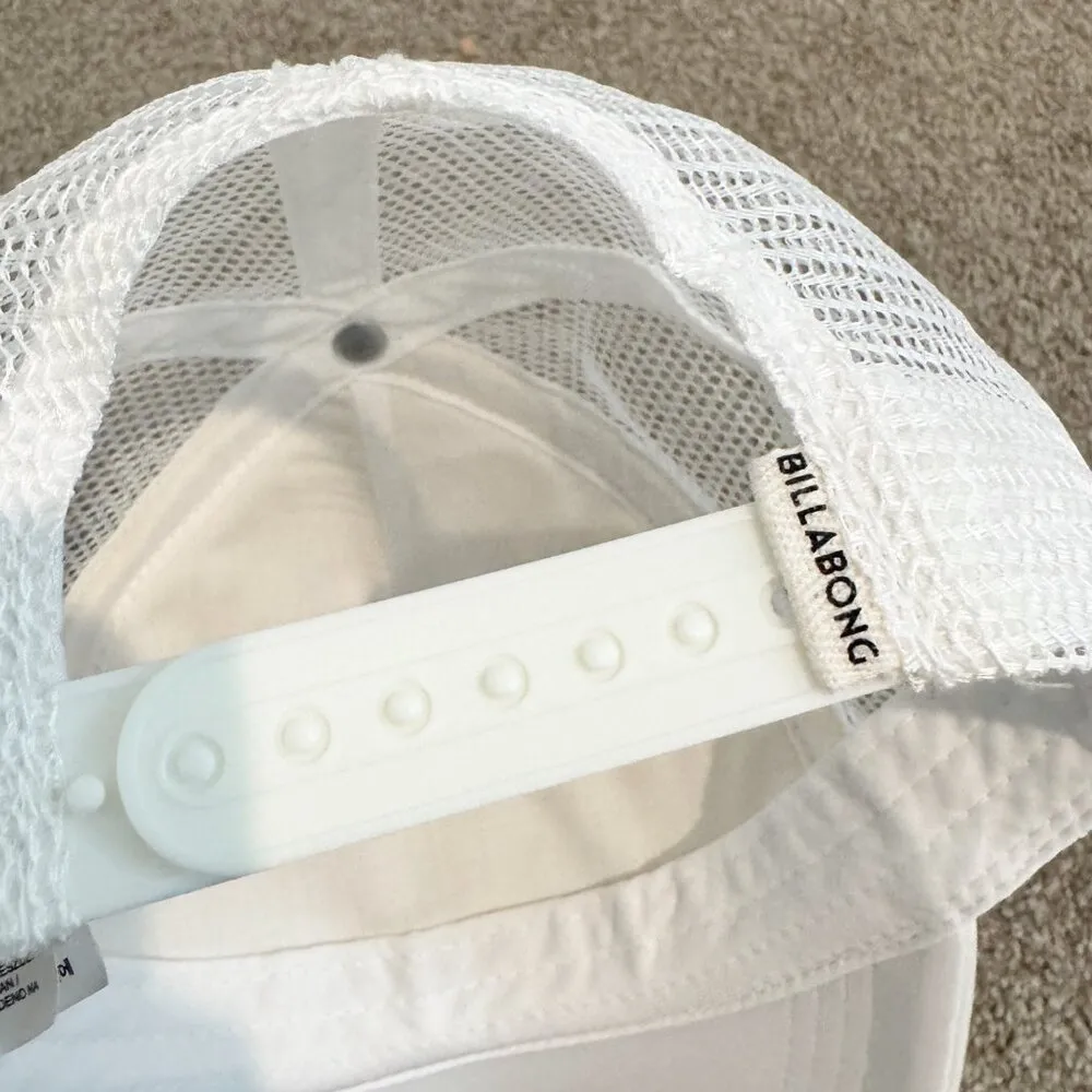 Billabong Mesh Trucker Hat White Black Casual Graphic Summer Womens Snapback OS - Image 7