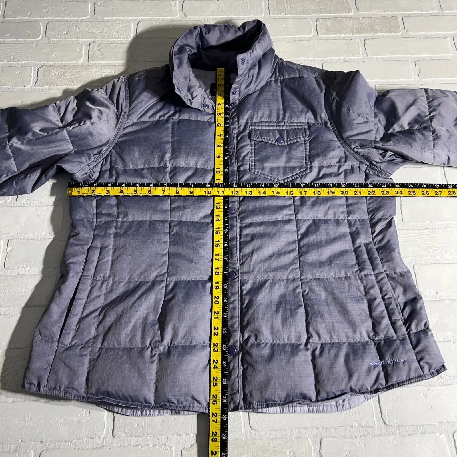 EDDIE BAUER Quilted Puffer Down Jacket Womens 2XL‎ Purple EB650 Lightweight Snap - Image 2