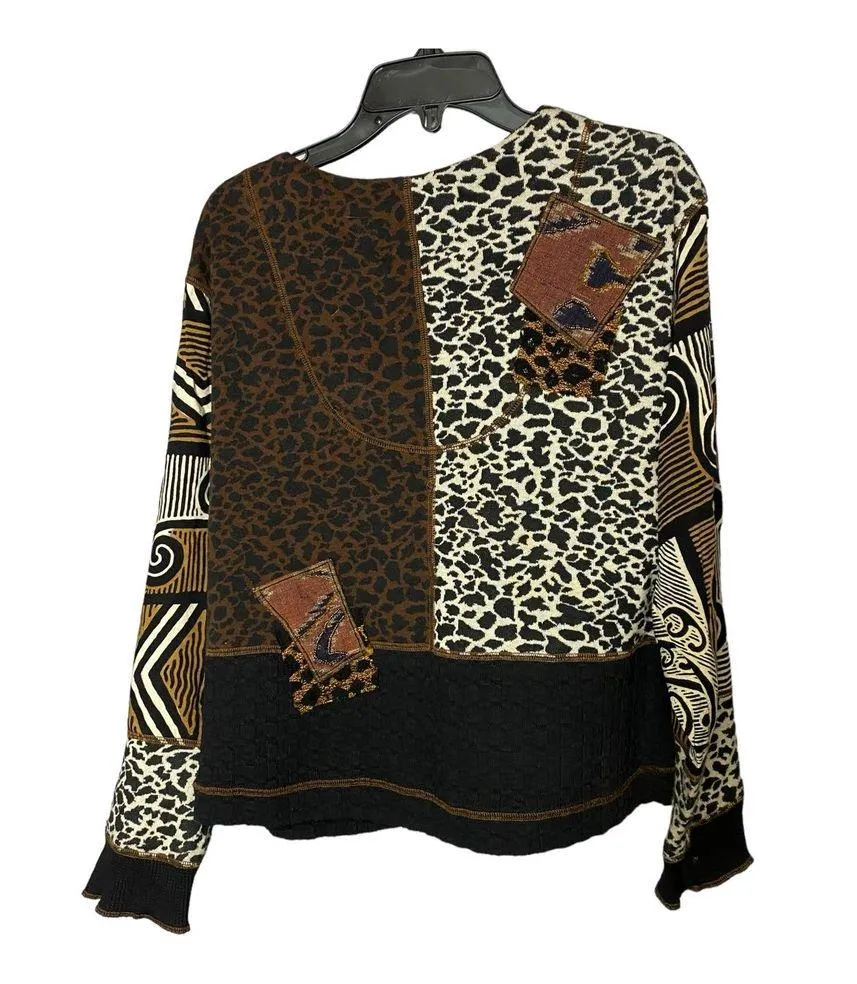 Surya Jacket XS Zebra Africa Leopard Animal Print Knit Cotton Mixed Pattern Boho - Image 2
