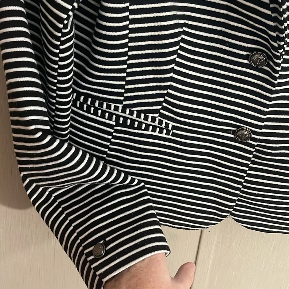 Cynthia rowley blazer black white striped large - Image 2