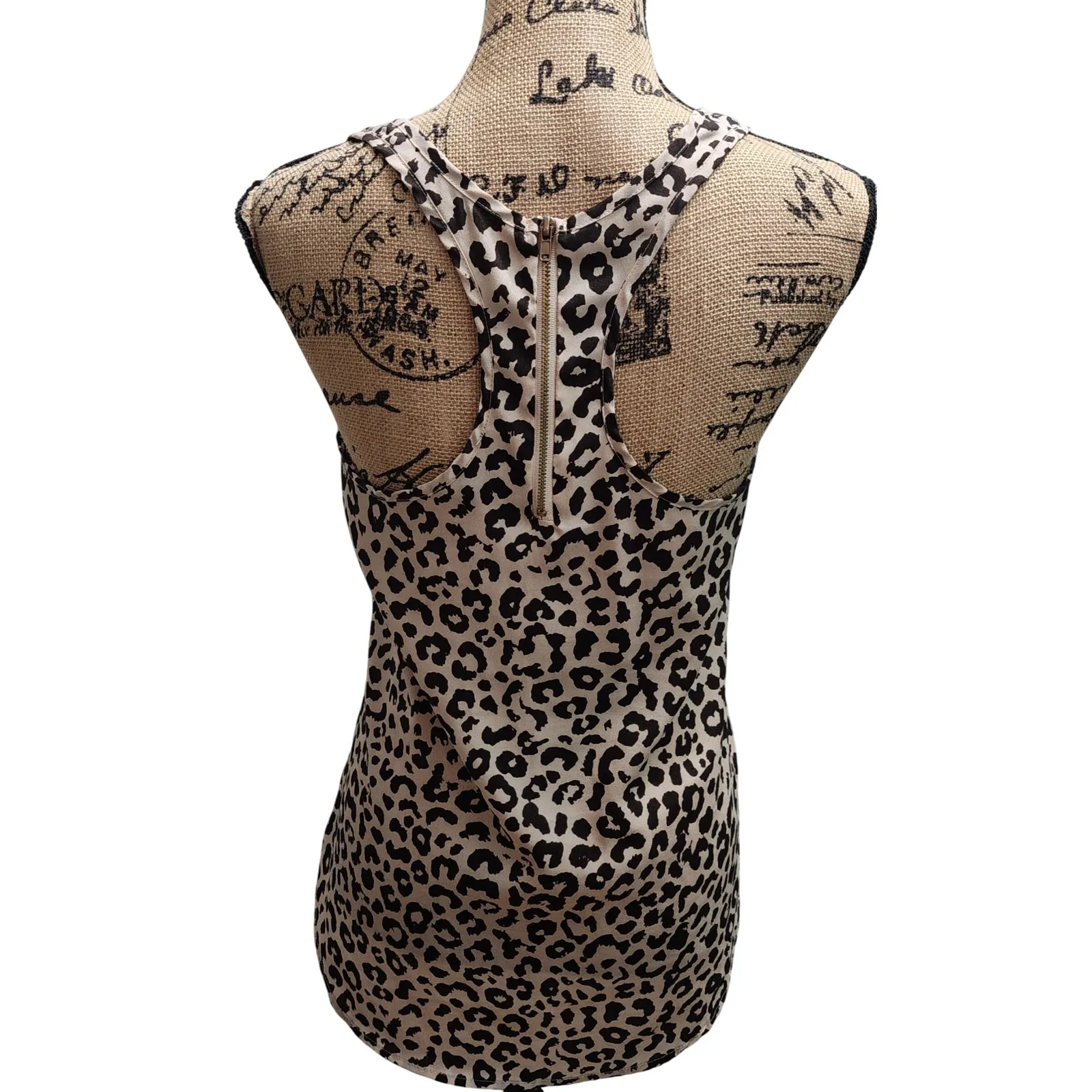 Forever 21 Women's‎ Leopard Print Racerback Tank Top Zipper Back Size S - Image 2