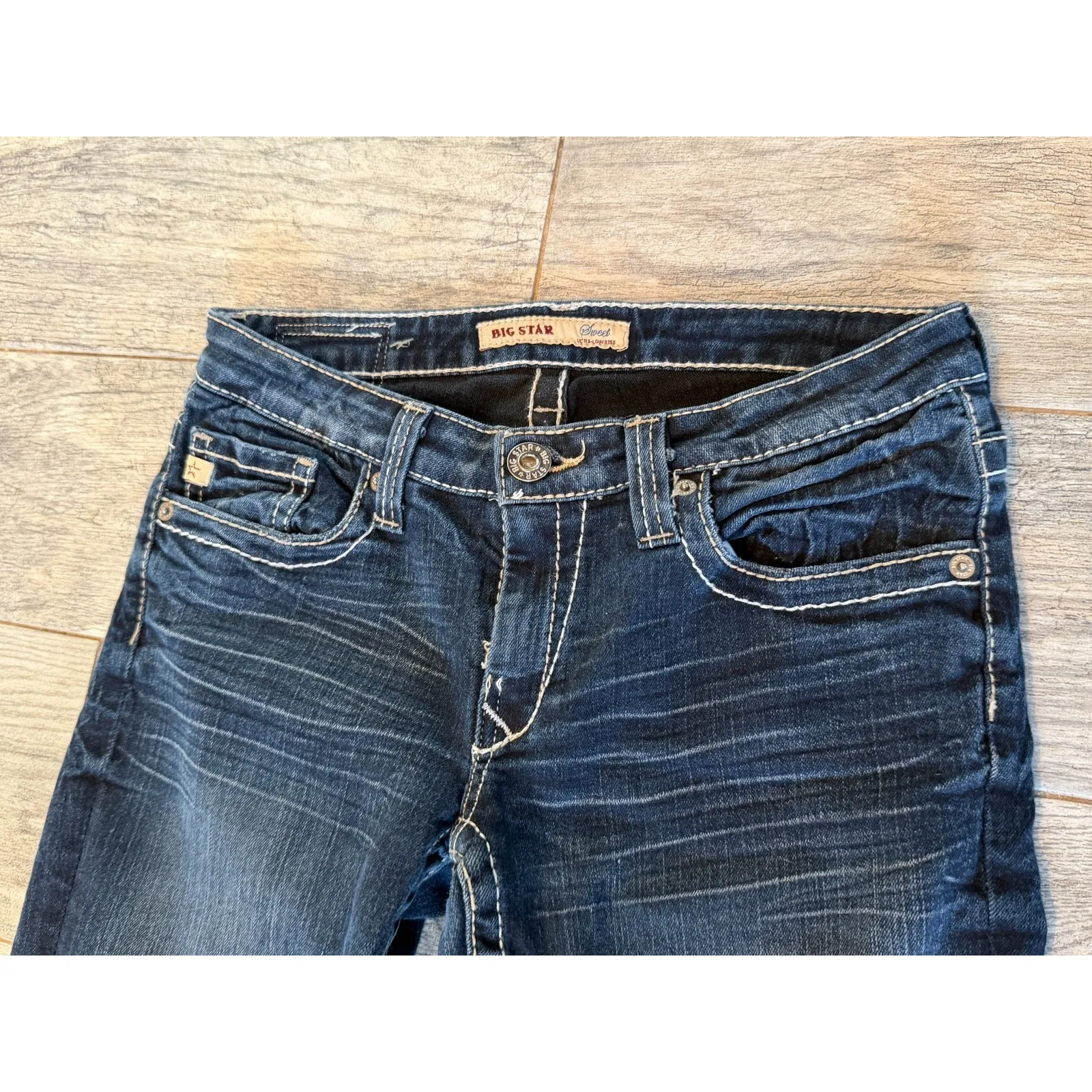 Big Star Sweet Ultra Low Rise Denim jeans size 29 Long Bootcut 29L Jean Western - Image 8