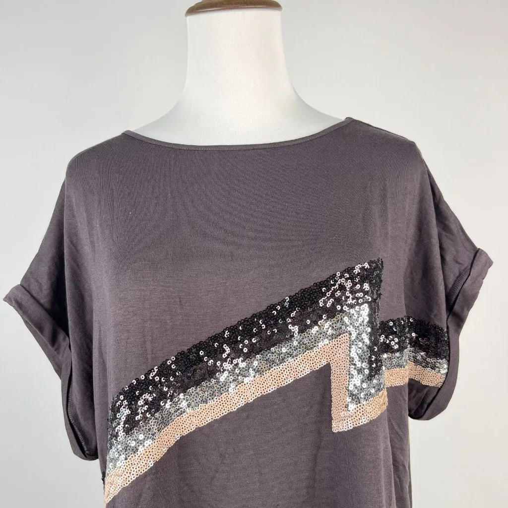 NWOT Mint Velvet Grey Sequins Top Short - Image 3