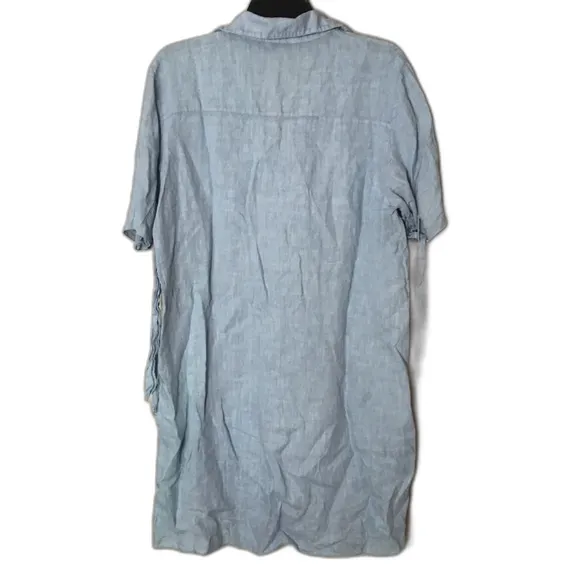 Linen midi ladies pullover shirt dress made in Italy size medium relaxed cute - Image 9