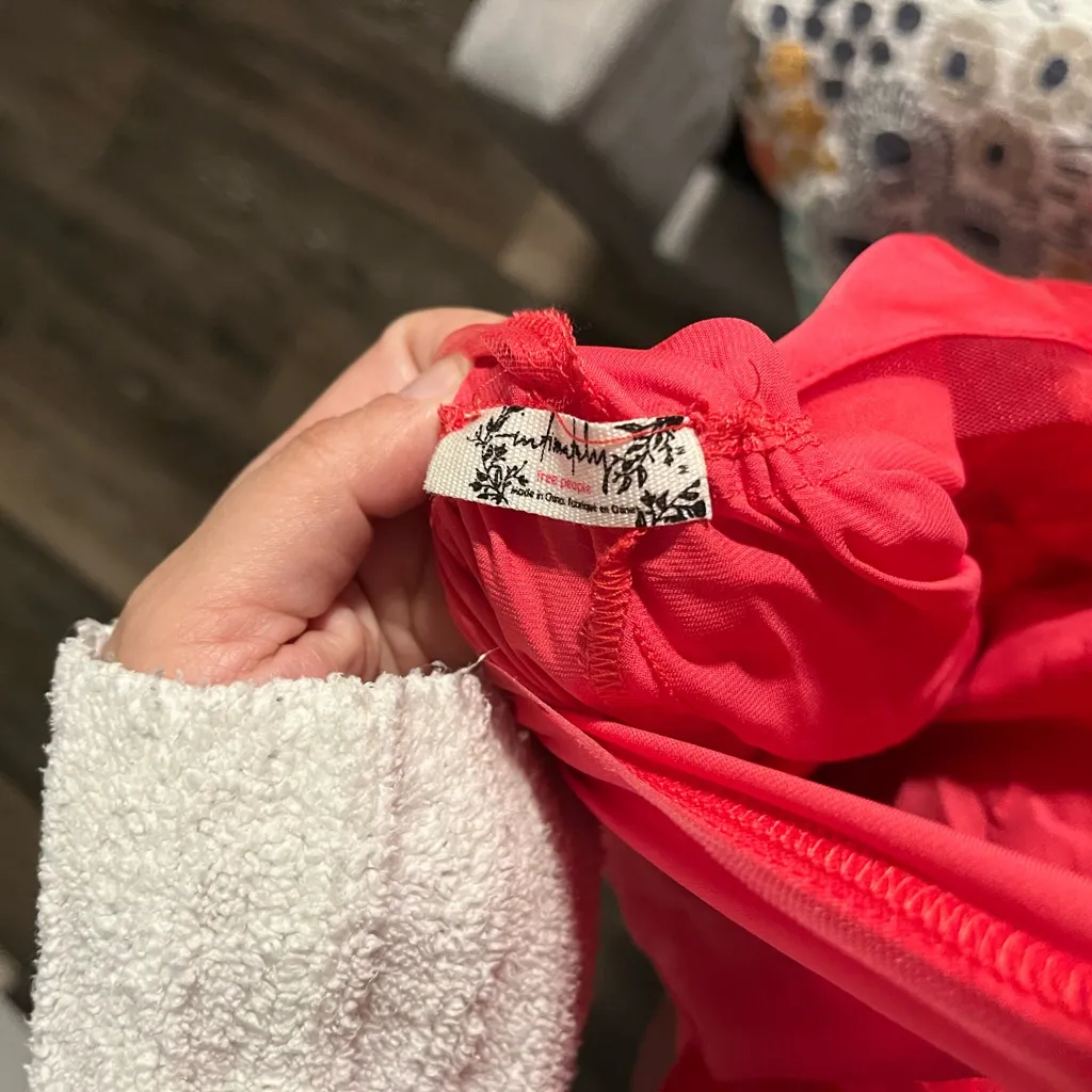 Free People Intimately Romper - Size Medium‎ Soft & Flowy Coral Color tulle trim - Image 5