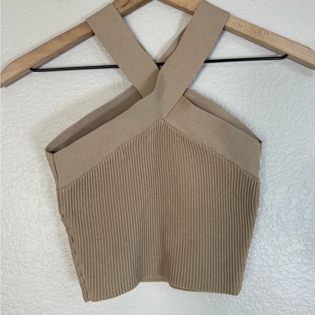 Aritzia Babaton Sculpt Knit Criss Cross Tank in Taupe XS $58 - Image 7