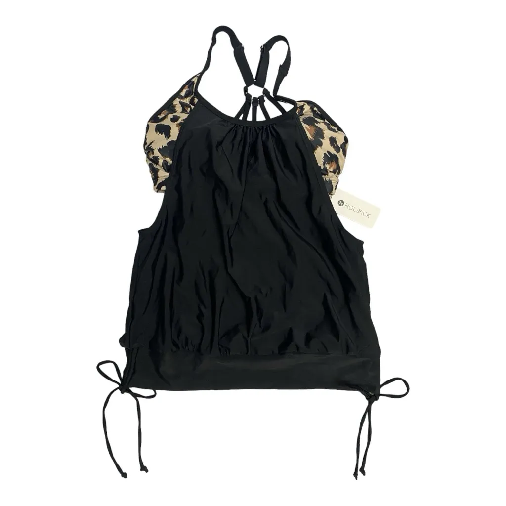 Holipick Womens Blouson Tankini Top Tummy Control‎ Swimsuit Top with Racerback Black Size XS - Image 8