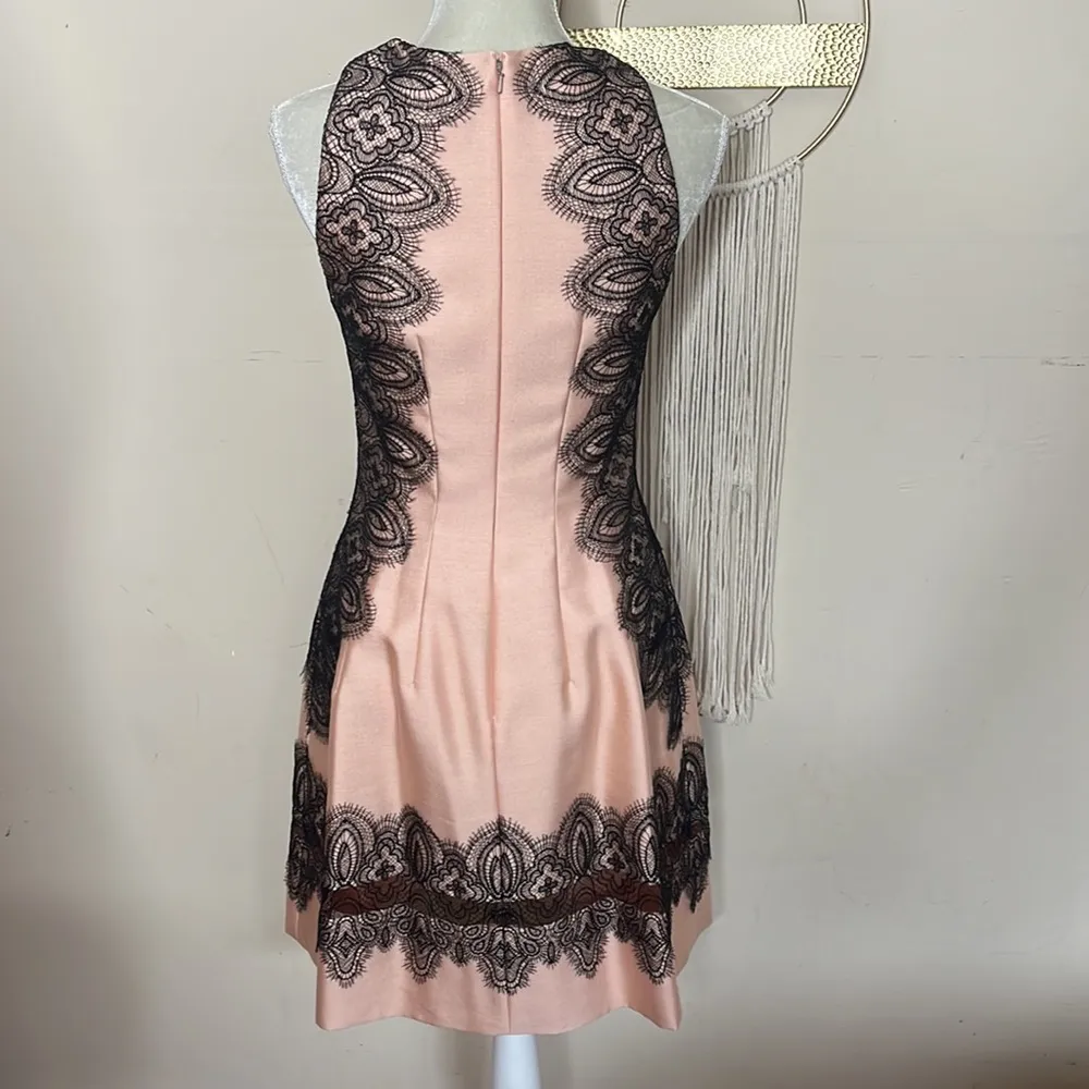 lela rose • wool silk lace appliqué embroidered peach black dress Size 0 - Image 54