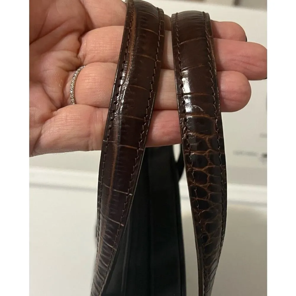 Brighton Double Pocket Black & Brown Leather Medium Shoulder Handbag RETIRED! - Image 10