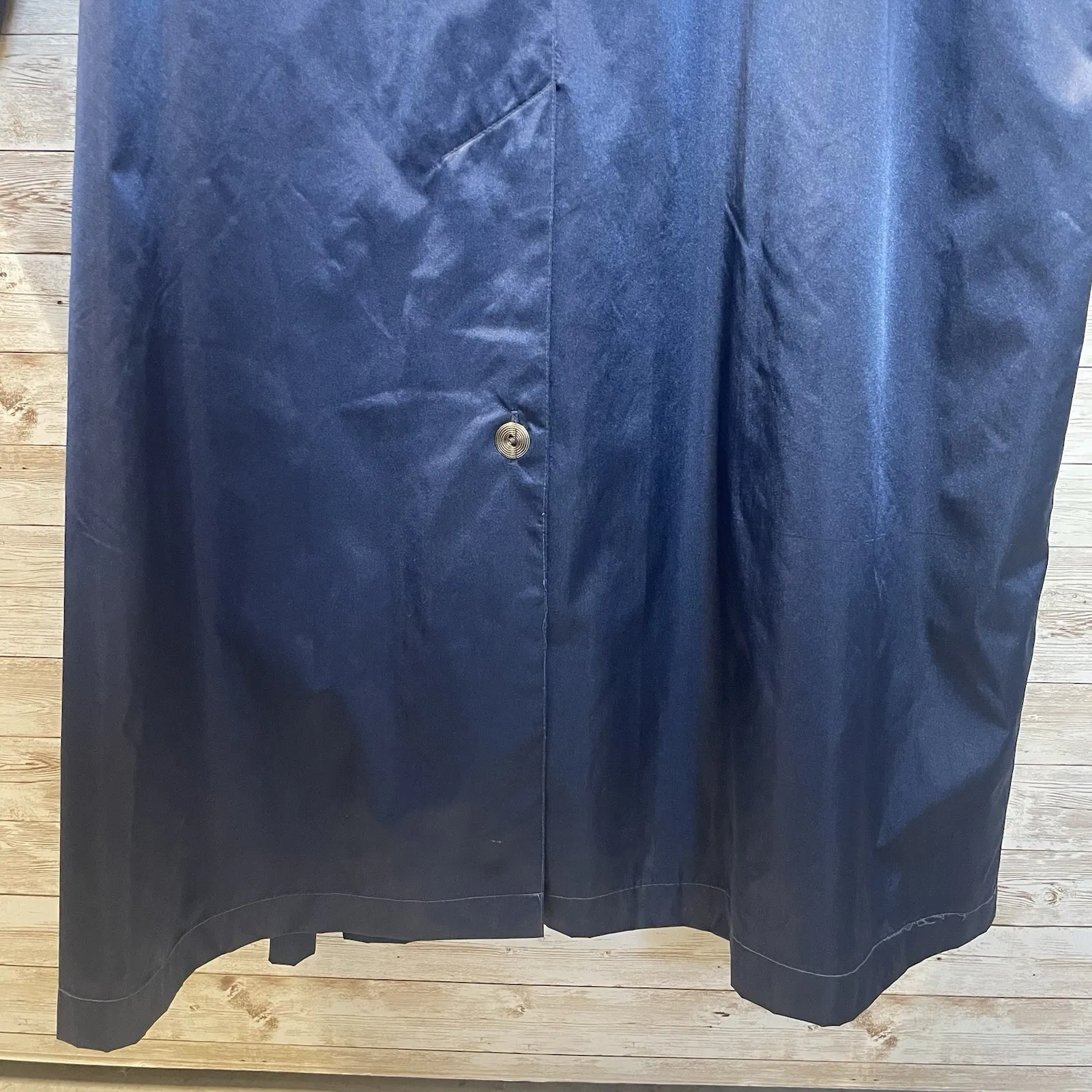 Vintage London Fog‎ Womens 14P Blue Trench Coat Removable Liner Quilted Collar - Image 14