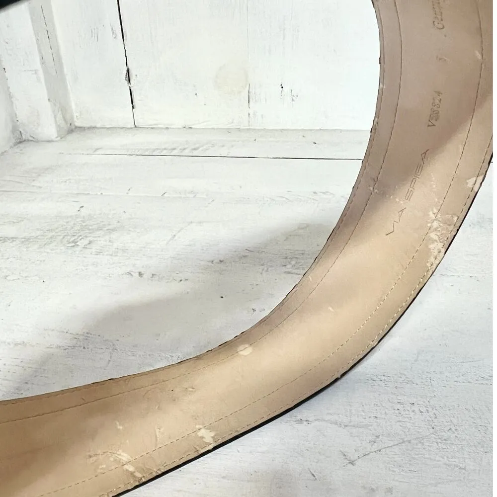 Via Spiga Genuine Leather Tiger Striped Adjustable Waist Belt Beige/Black Small - Image 5