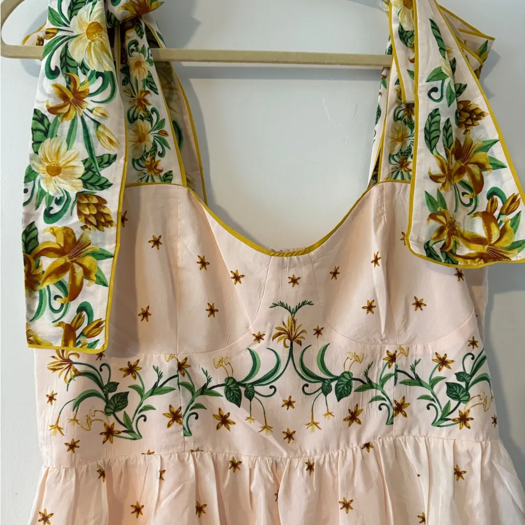 FARM Rio pink botanical beauty shoulder bow midi dress - Image 8