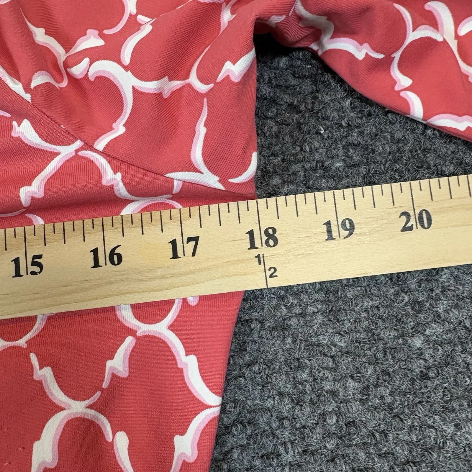 J McLaughlin Sz Small 3/4 Sleeve Catalina Red White Knee Length Dress Geo Print - Image 5