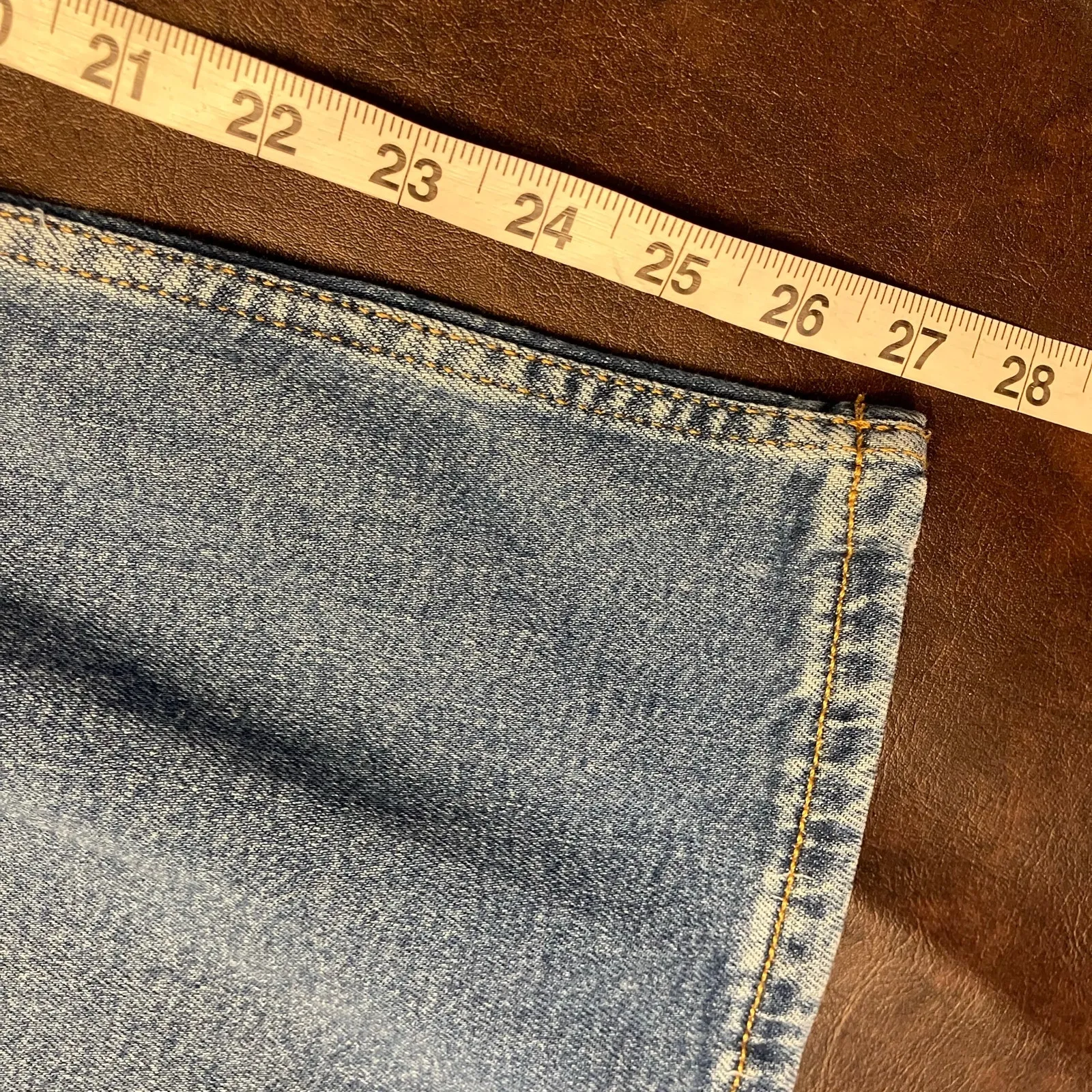 Arizona Jean Co Vintage‎ Straight Patchwork Distressed Jeans 23 New High Rise Blue - Image 15