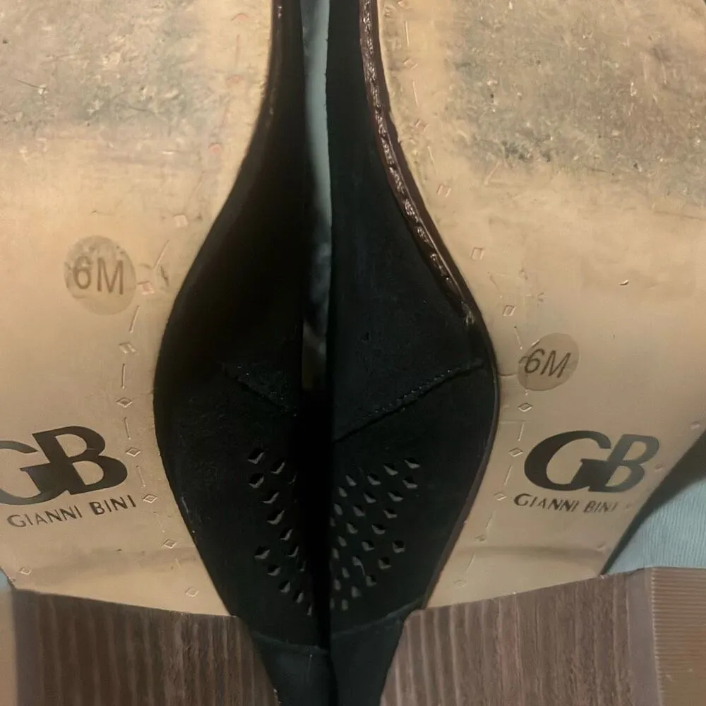 ✨Gianni Bini Schools Out Suede Peep Toe Black Sz 6 Bootie✨ - Image 6