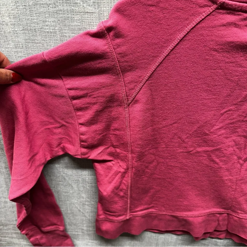 Sweaty Betty After Class Pink Crop Sweatshirt Thumbholes Unique Stiching US 8-10 - Image 7