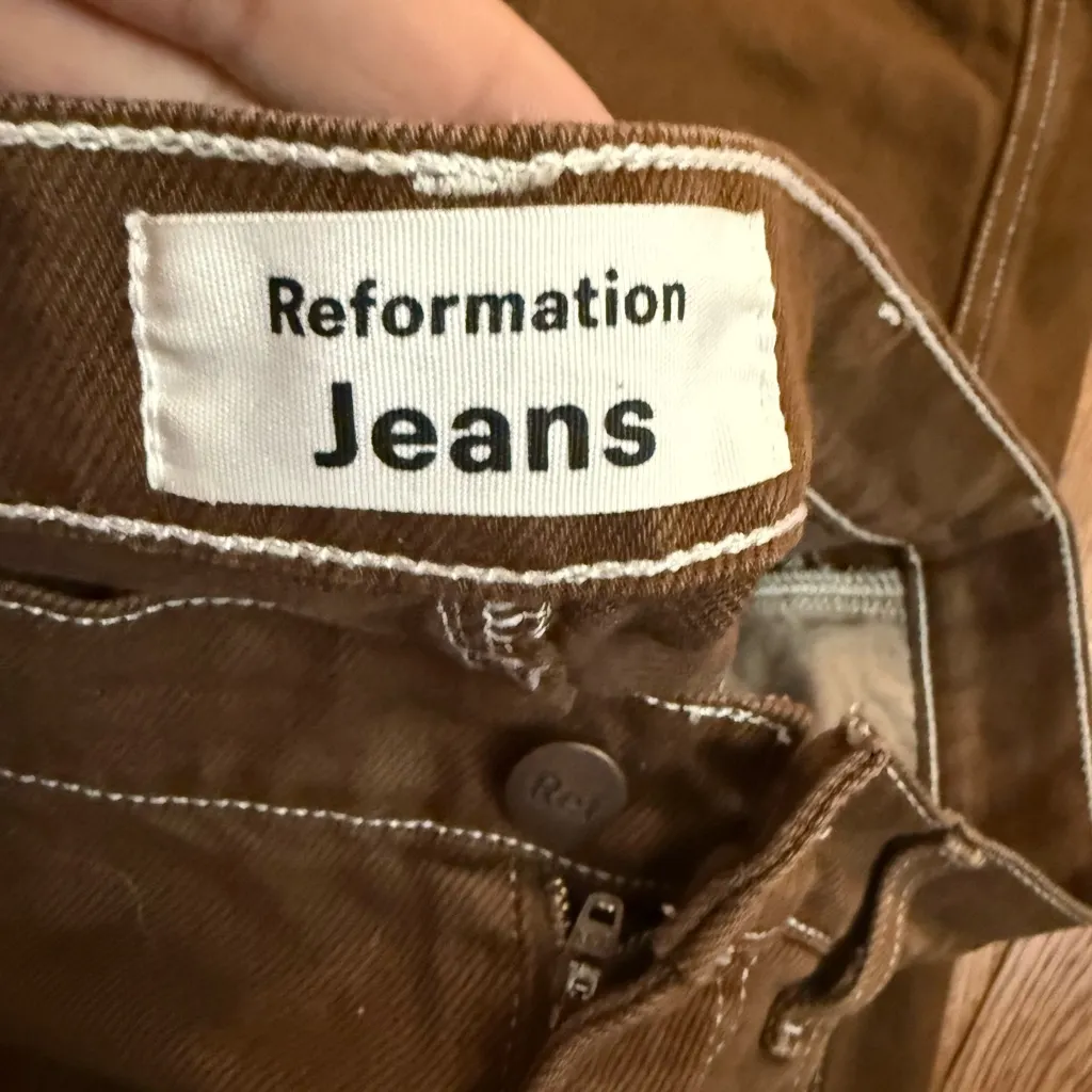 Reformation Jeans Women 31 Brown High Rise Cowboy Denim Chocolate 31x30 - Image 2