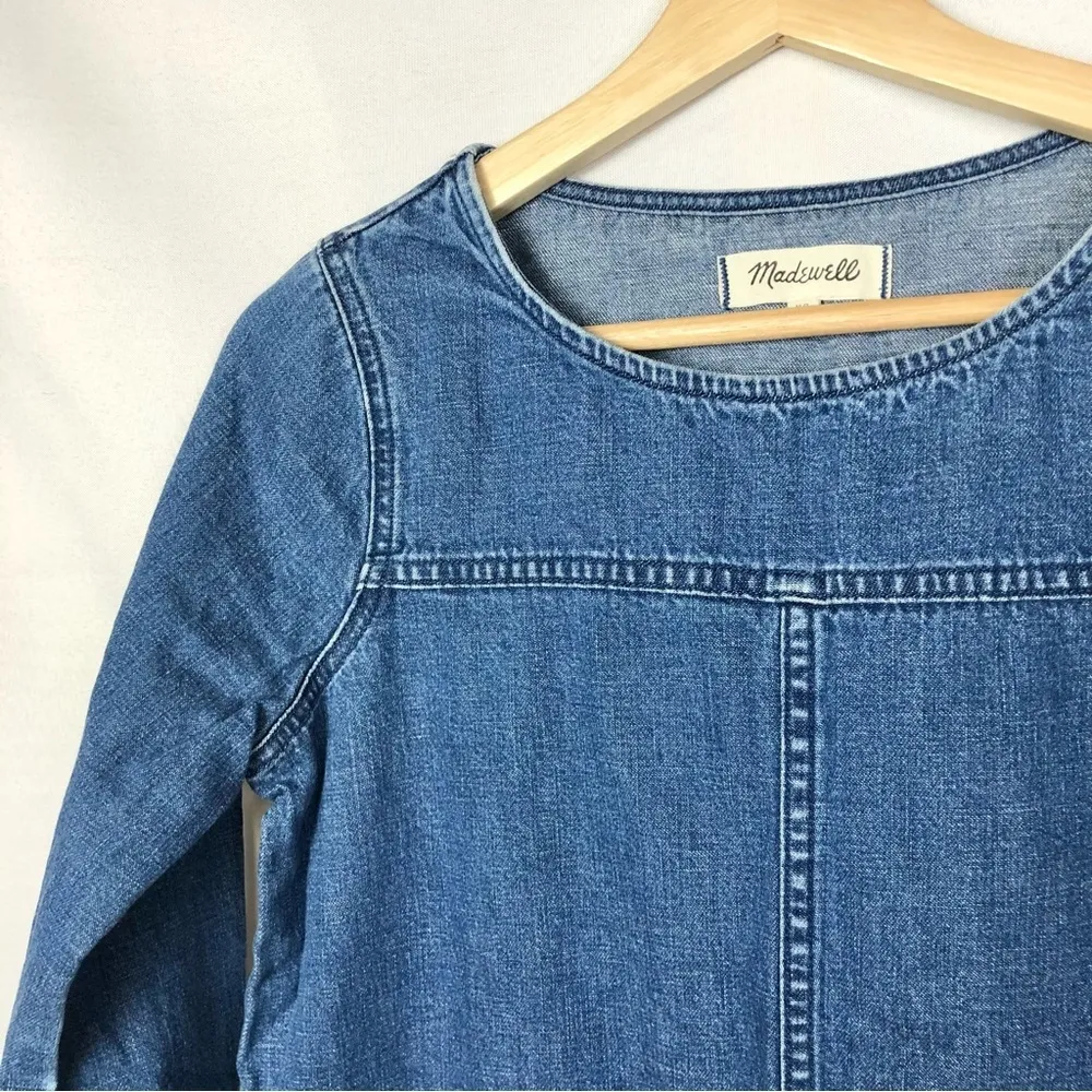 Madewell Denim Step Hem Shift Mini Dress XS - Image 5