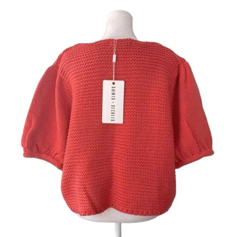 Womens Saints + Secrets Watermelon Knitted Short Sleeve Pullover Sweater Size M - Image 4