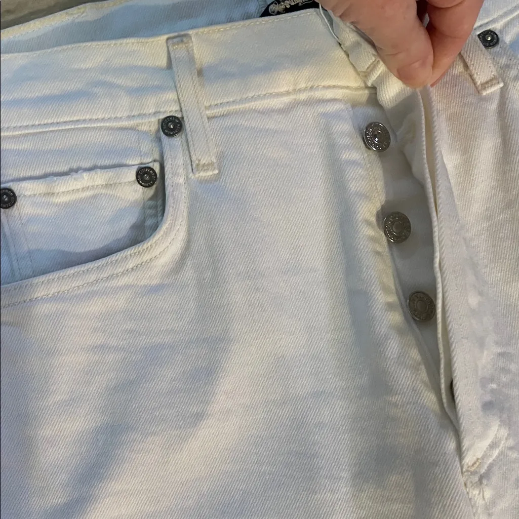 Citizens Of Humanity sz 26 white Charlotte Crop Jeans raw hem premier vintage - Image 4