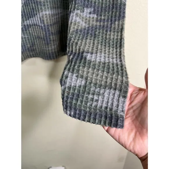 Good Luck Gem Camo Waffle Knit Long Sleeve‎ Top Puff Shoulder - Image 4