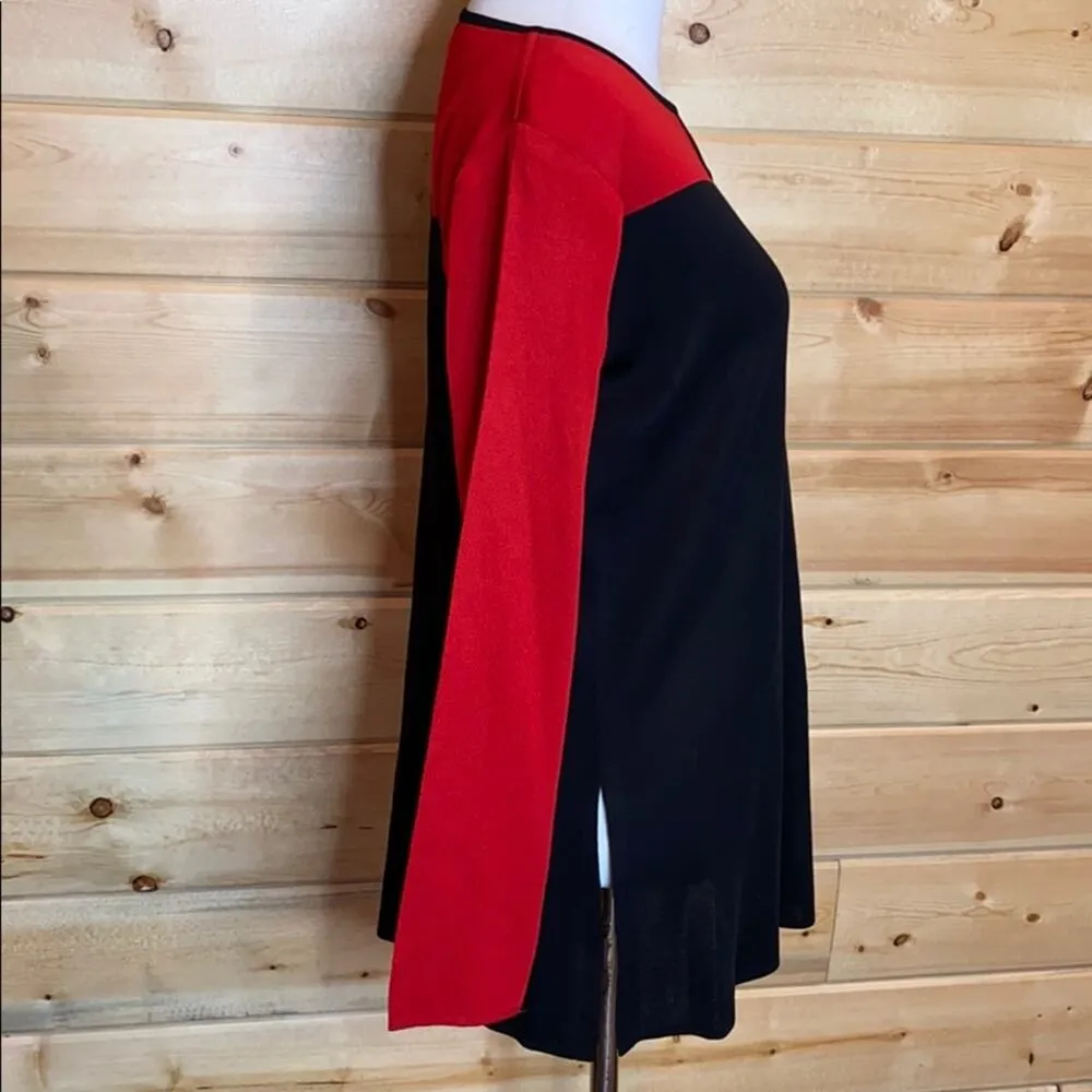 Misook Petite Acrylic Colorblock Eyelet Sweater Sm - Image 5