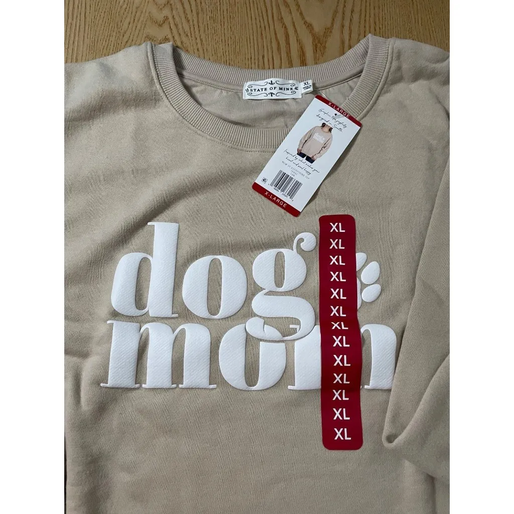 New Women’s State of Mind Dog Mom Sweatshirt Tan Oatmeal size XXL - Image 5