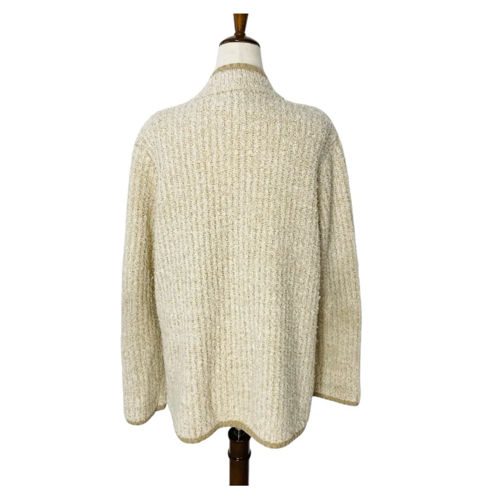 VINTAGE EPITOME Boucle Knit Cardigan Tan Size XL - Image 4
