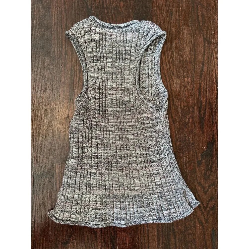 Pilcro Gray Ribbed Sleeveless Top Size XS - Image 4