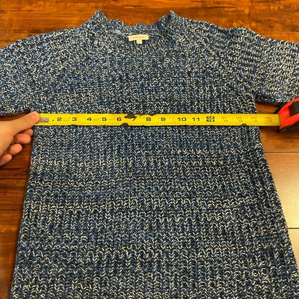 Manoush Blue White Black Crochet Knit Short Sleeve Sweater Size Small - Image 9