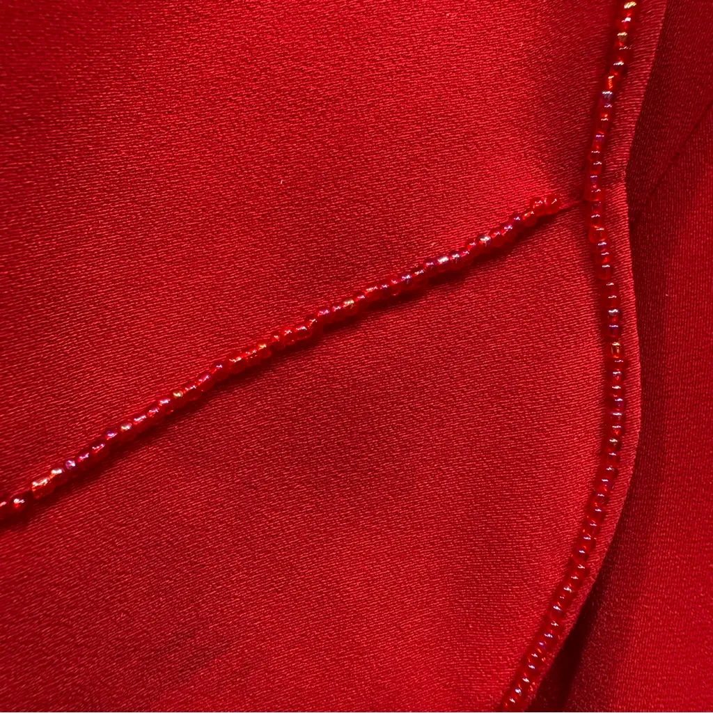 Vintage Psalm CIV Red Blazer Jacket Beaded Statement Collar Christian Faith Wear Size 16W - Image 4