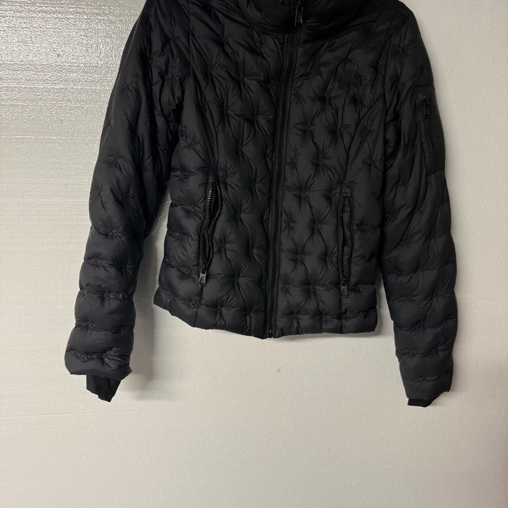 THE NORTH FACE PUFFER JACKET WOMEN XS BLACK FULL ZIP HOLLADOWN CROP 550 DOWN - Image 4