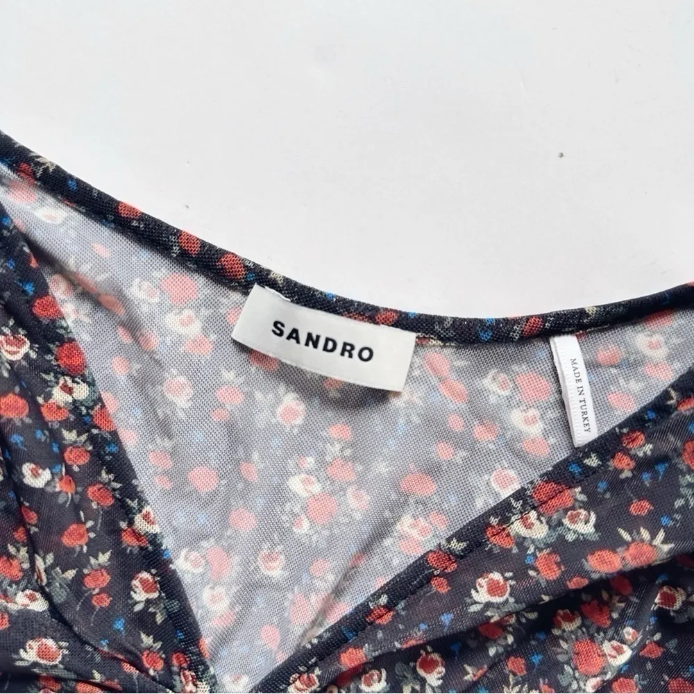Sandro NEW  Bethanie Mesh Floral Print Top - Image 6