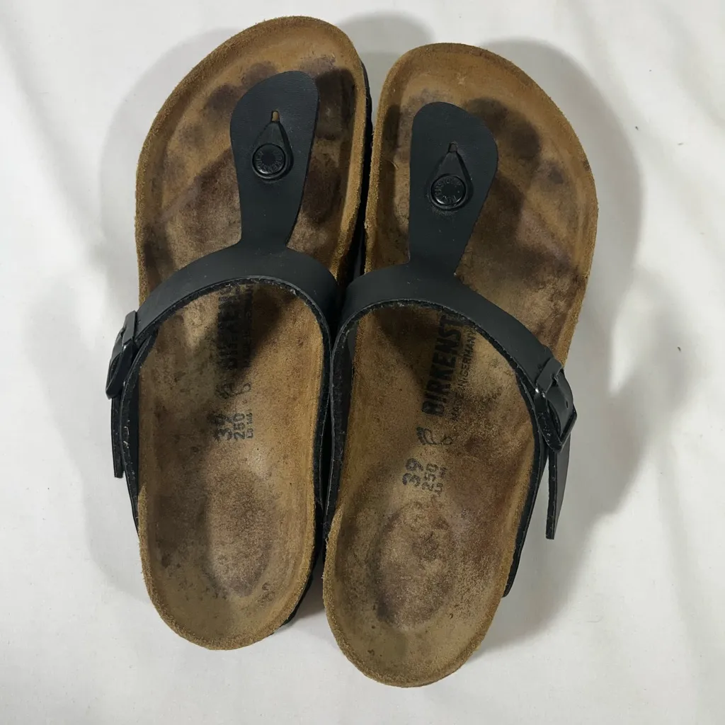 BIRKENSTOCK GIZEH THONG SANDAL WOMEN EU 39 US 8-8.5 BLACK‎ PREOWNED - Image 5
