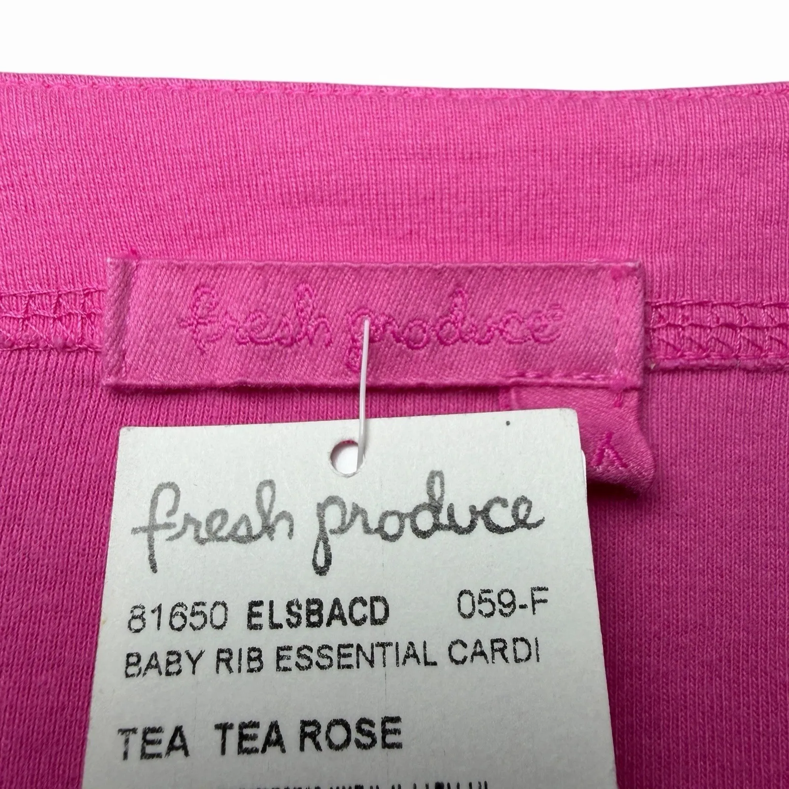 Fresh Produce Women's Baby Rib Essential Cardigan Pink Tea Rose 2X Made in USA - Image 3