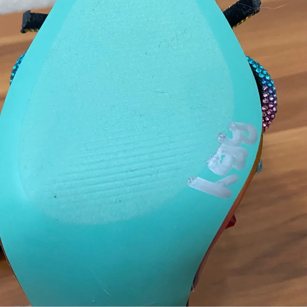 BETSEY JOHNSON "Deede" Embellished Rainbow Slingback Dress Pumps Size 6M - Image 15