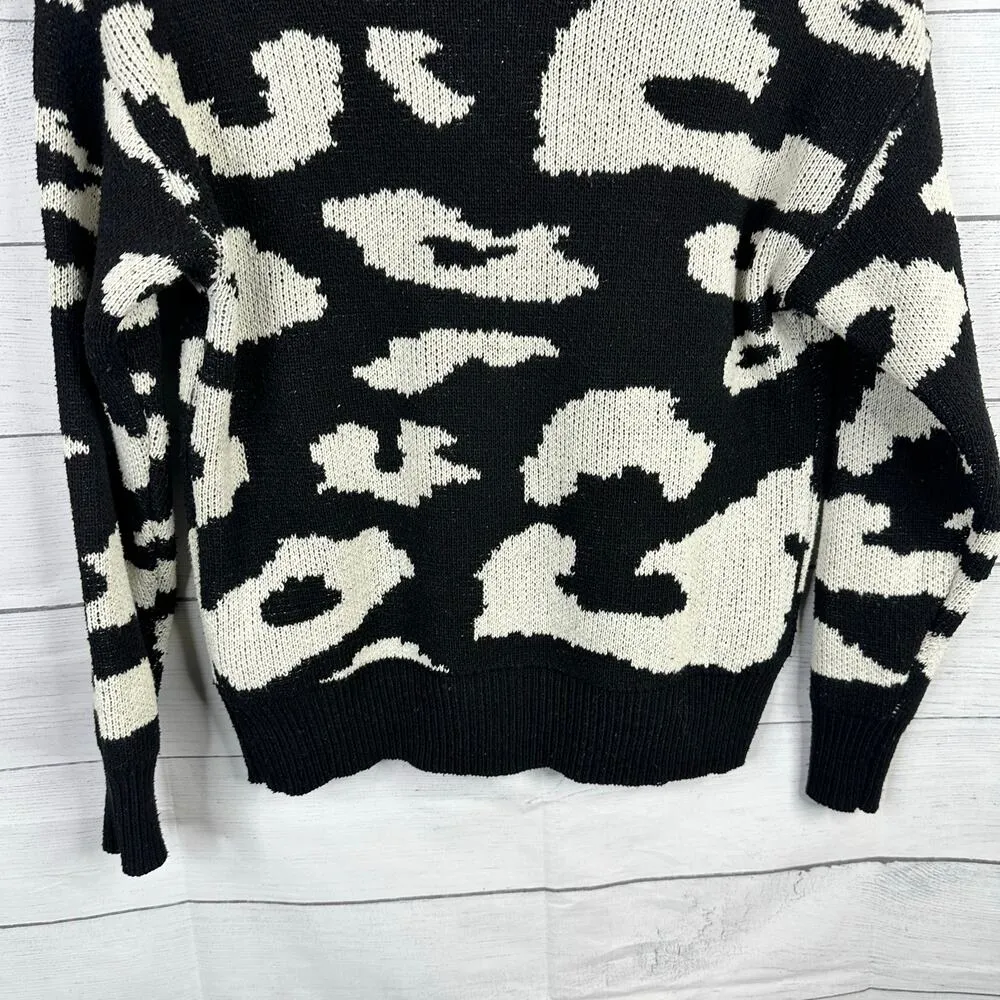 Baltic Born Womens size Small Geometric Print Knit Sweater Black White c1016fl - Image 5