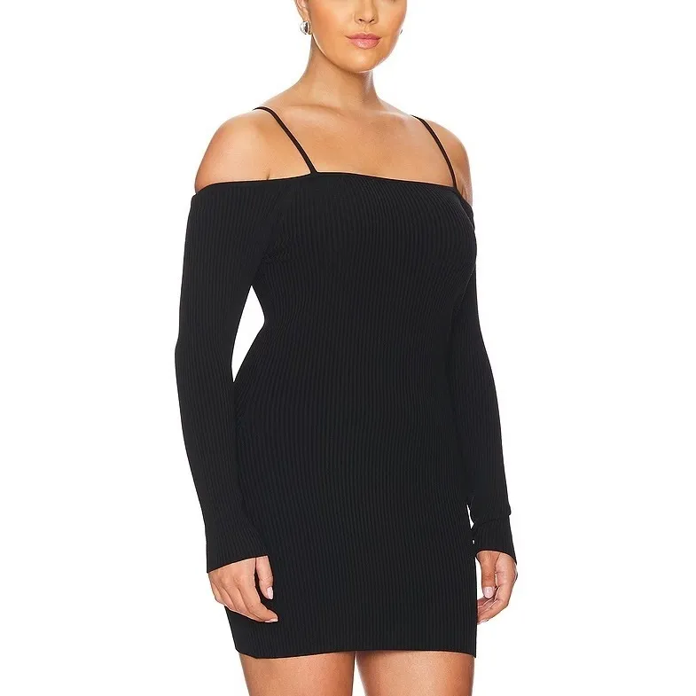 Good American Revolve Virgo Off Shoulder Mini Bodycon Dress Women's‎ 4XL Black - Image 2