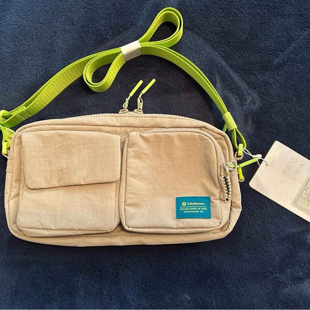 Trendy Tan Crossbody Bag with Neon Accents. Sold out online. NWT - Image 3