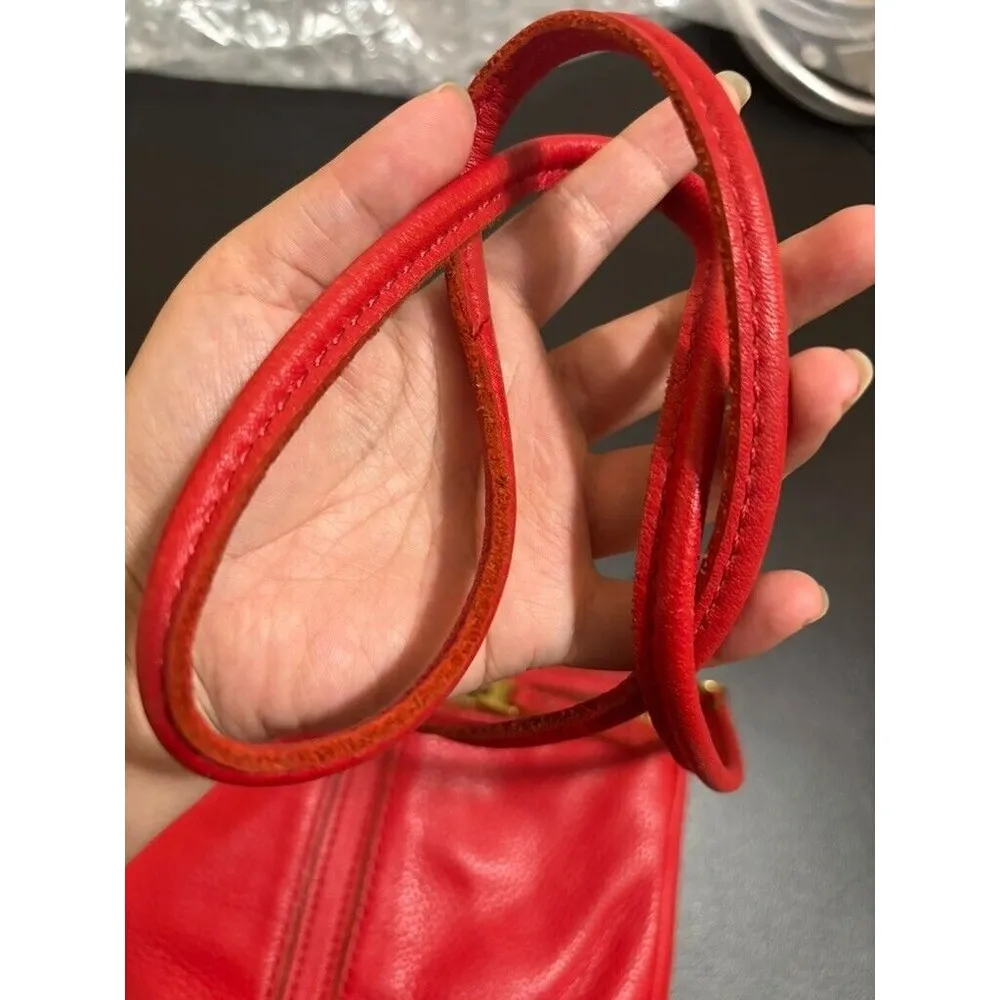 Fossil Erin Fuchisa Red Pebbled Leather Crossbody Purse Bag Double Pocket Front - Image 10