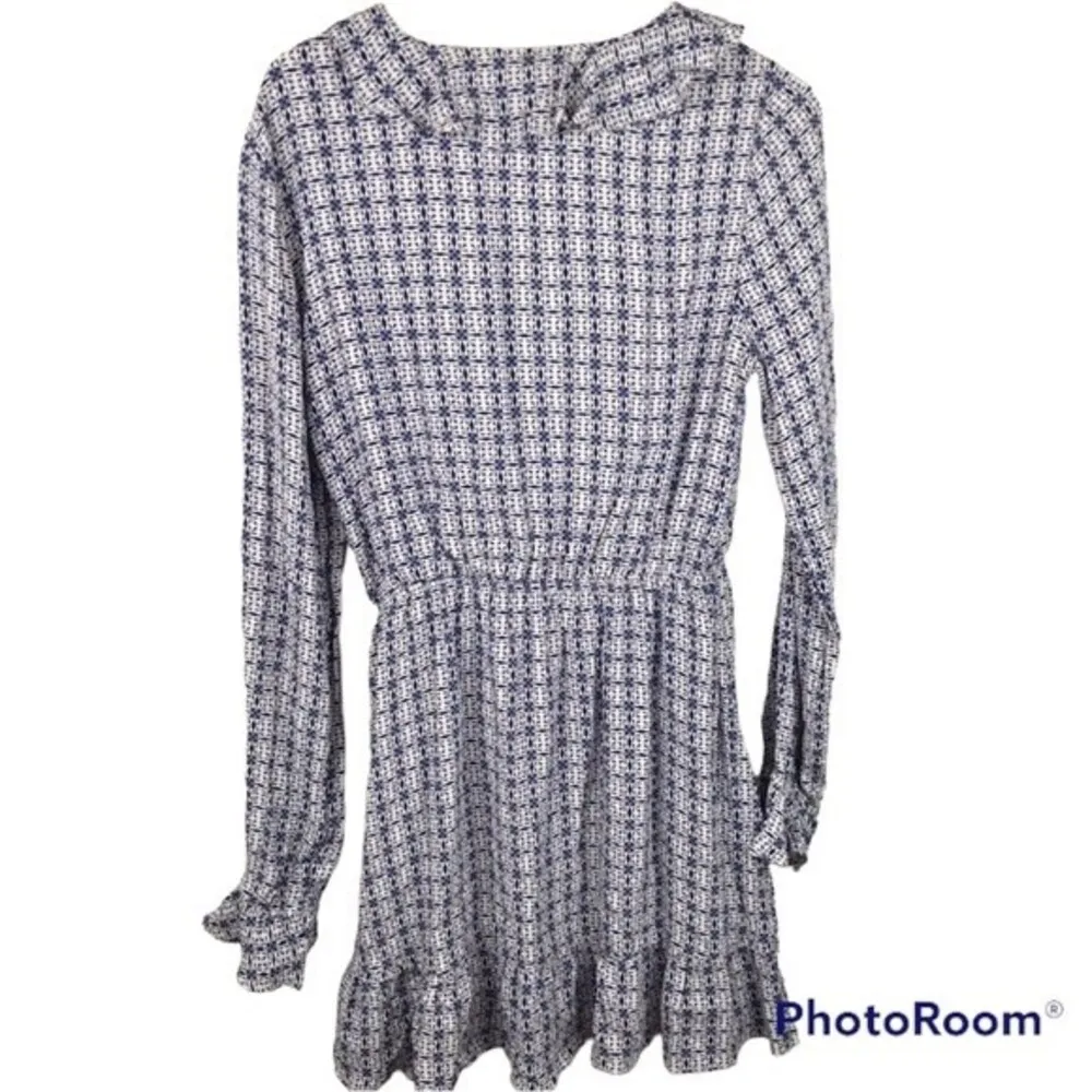 TULAROSA X REVOLVE Long Sleeve Blue White Ruffled Mini Dress - Image 6